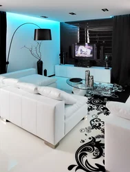 Living Room In Black Design Photo