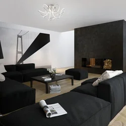 Living Room In Black Design Photo