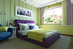Bright colors in the bedroom interior