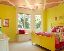 Bright colors in the bedroom interior