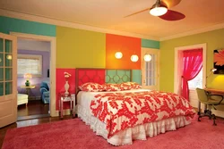 Bright colors in the bedroom interior