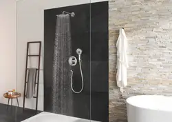 Standing shower in bathroom photo