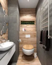 Bathroom gray with wood design photo