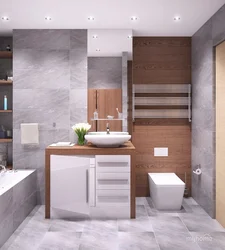 Bathroom gray with wood design photo