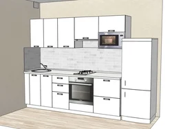 Kitchen design 4 meters long with a straight refrigerator