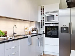 Kitchen design with built-in microwave