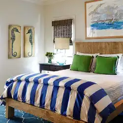 Sea-colored bedroom photo