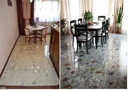 Фото наливных полов в квартирах на кухне