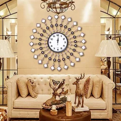 Large wall clock in the living room interior