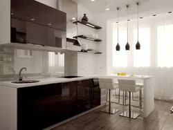 Kitchen design 12 m with a bar counter