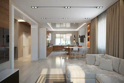 Mətbəx qonaq otağı dizayn şəkil 60 kv.m.
