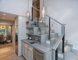 Kitchen combined with stairs photo