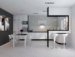 Yüksək üslubda mətbəx salonunun interyeri