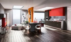 Kitchen living room interior in high style