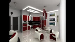 Интерьер кухни гостиной в стиле хай так
