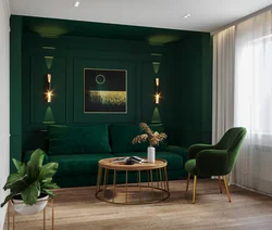 Emerald color combination with other colors in the bedroom interior