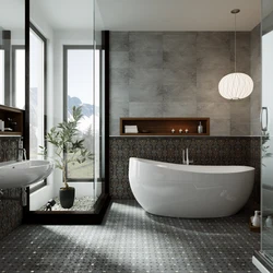 Porcelain tiles in the bathroom interior