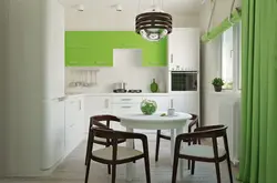 Green walls in the kitchen interior photo
