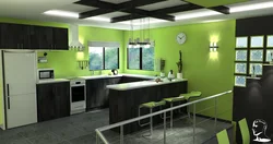 Green Walls In The Kitchen Interior Photo