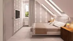 Photo of bedroom design with sloping ceiling