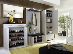 Hallway with shoe rack photo in the apartment