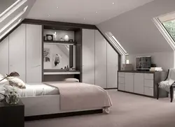 Bedroom interior photo sloping ceilings
