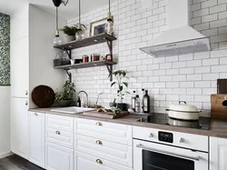 Tiled kitchen one wall photo