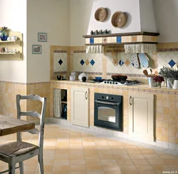 Tiled kitchen one wall photo