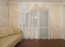 Living Room Interior With Balcony Curtains