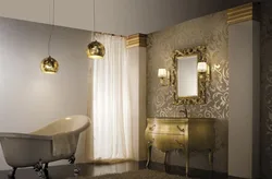 Golden bathroom interior