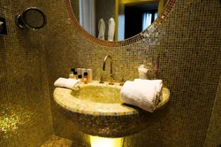 Golden bathroom interior