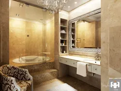 Golden bathroom interior