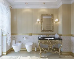 Golden bathroom interior