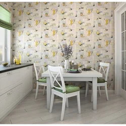 Wallpaper With A Pattern In The Kitchen Photo