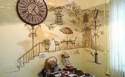 Дизайн кухни рисунок на стене