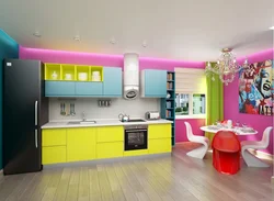 Kitchen in bright colors design photo