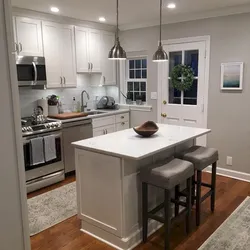 Island in the kitchen as a dining table photo