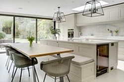 Island in the kitchen as a dining table photo