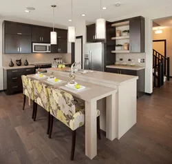 Island in the kitchen as a dining table photo