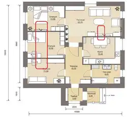 Interiors of one-story houses with 3 bedrooms