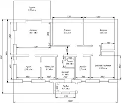 Interiors of one-story houses with 3 bedrooms