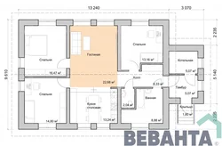 Interiors of one-story houses with 3 bedrooms