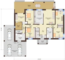 Interiors of one-story houses with 3 bedrooms