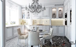 Neoclassical kitchens in the interior of the house