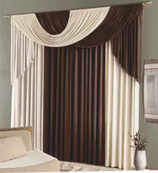 Two-color combined curtains for the living room photo in the interior