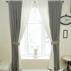 Two-color combined curtains for the living room photo in the interior