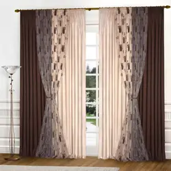 Two-color combined curtains for the living room photo in the interior