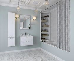 White furniture in the bathroom interior