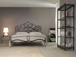 Wrought iron bed in the bedroom photo