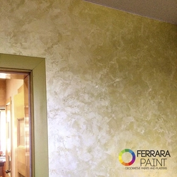 Wet silk decorative plaster in the kitchen interior